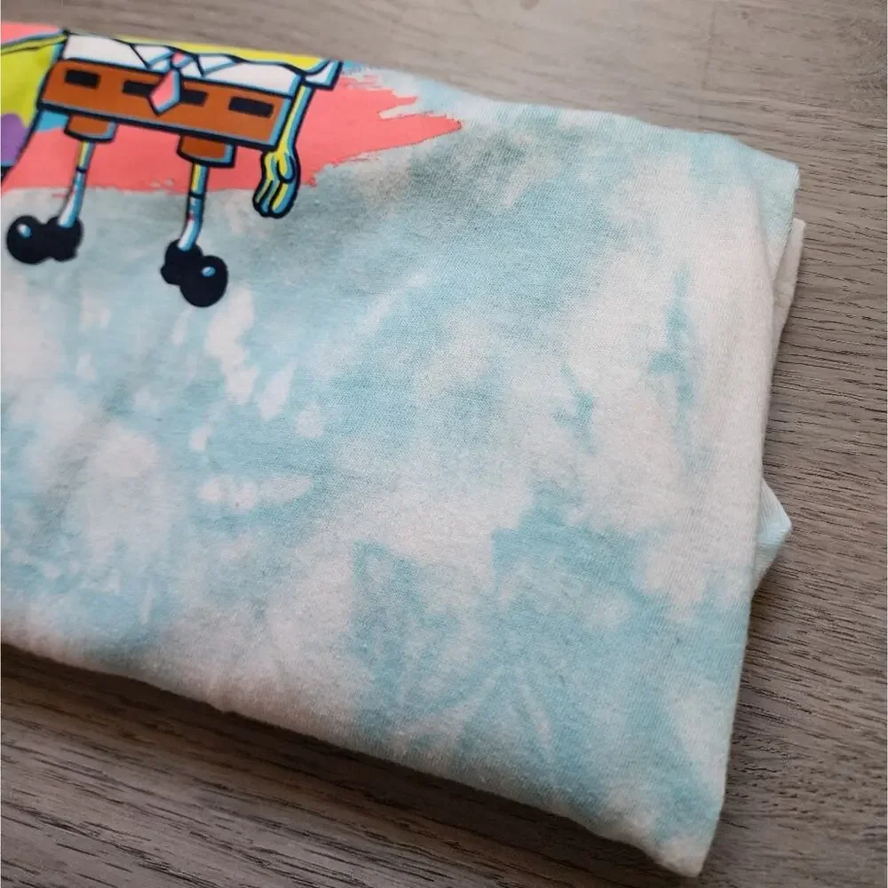 Old Navy Boy's SpongeBob & Patrick Short Sleeve Crewneck Tie-Dye Tee Large 10-12